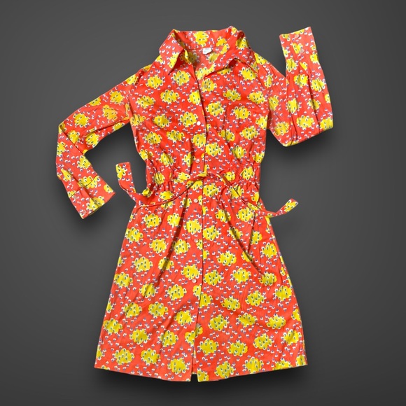 f u n k y :: True Vintage Mod Unique Floral Buttoned Shirt Dress - Picture 5 of 15